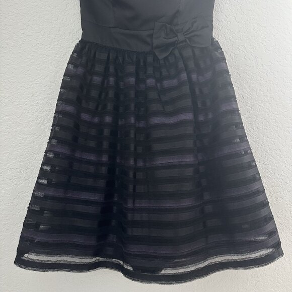 Vintage Y2K BeBop Empire Waist Strapless Mini Cocktail Dress Womens S Black Mesh - Picture 2 of 14